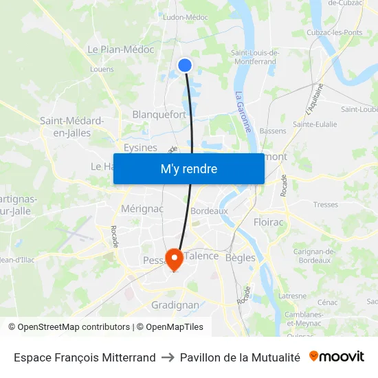 Espace François Mitterrand to Pavillon de la Mutualité map