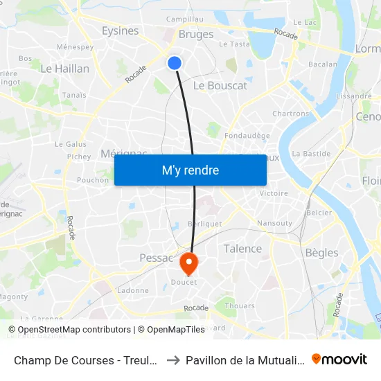 Champ De Courses - Treulon to Pavillon de la Mutualité map