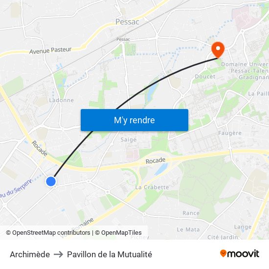 Archimède to Pavillon de la Mutualité map