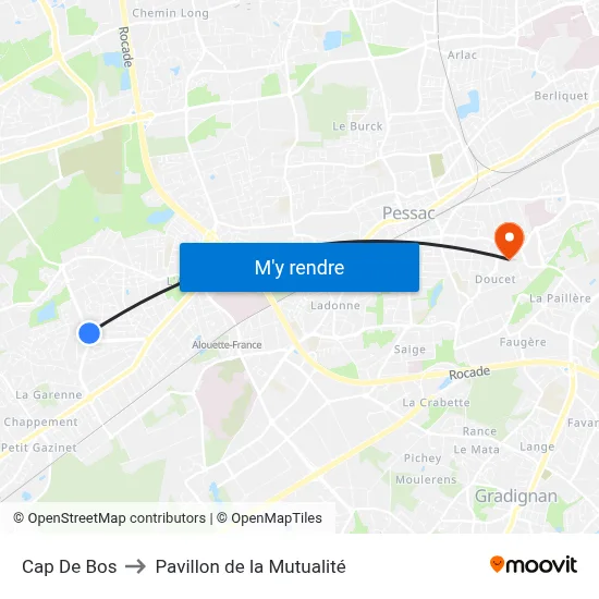 Cap De Bos to Pavillon de la Mutualité map