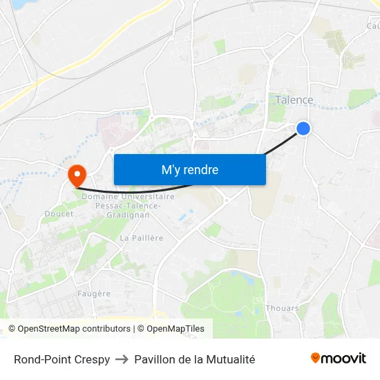 Rond-Point Crespy to Pavillon de la Mutualité map