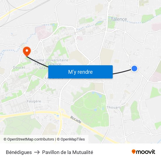 Bénédigues to Pavillon de la Mutualité map