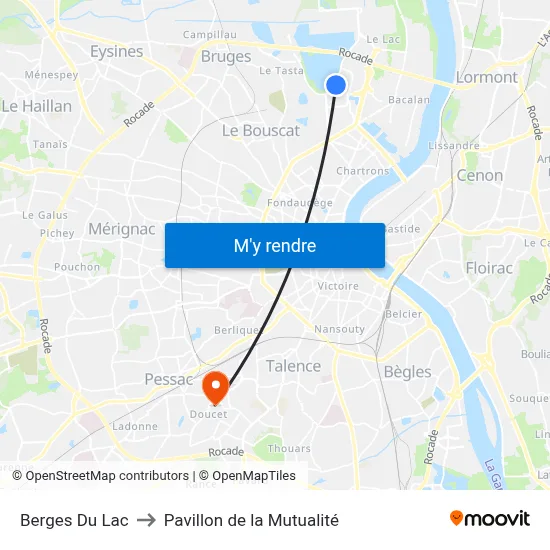 Berges Du Lac to Pavillon de la Mutualité map