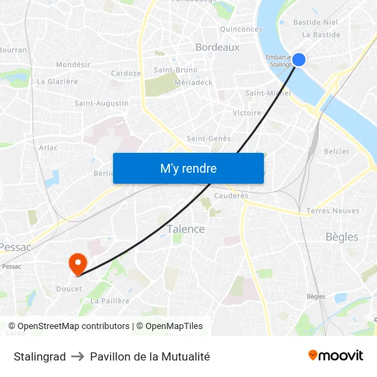 Stalingrad to Pavillon de la Mutualité map