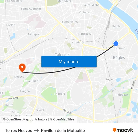 Terres Neuves to Pavillon de la Mutualité map