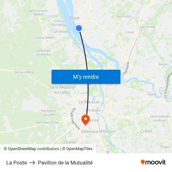La Poste to Pavillon de la Mutualité map