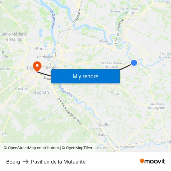 Bourg to Pavillon de la Mutualité map