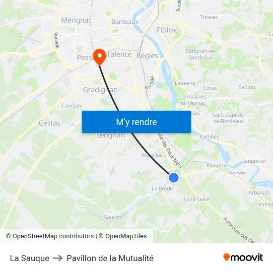 La Sauque to Pavillon de la Mutualité map