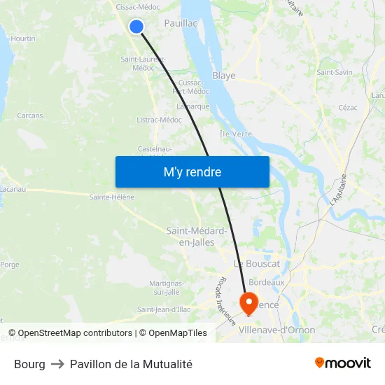 Bourg to Pavillon de la Mutualité map