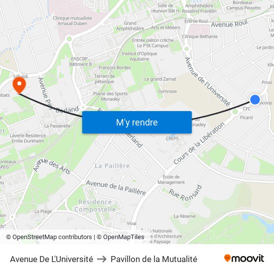 Avenue De L'Université to Pavillon de la Mutualité map