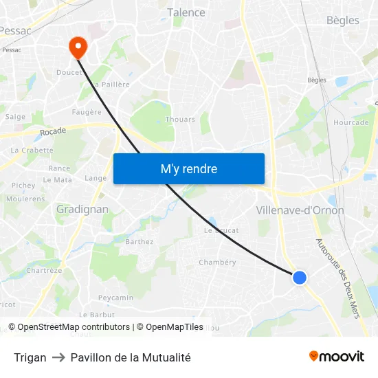 Trigan to Pavillon de la Mutualité map
