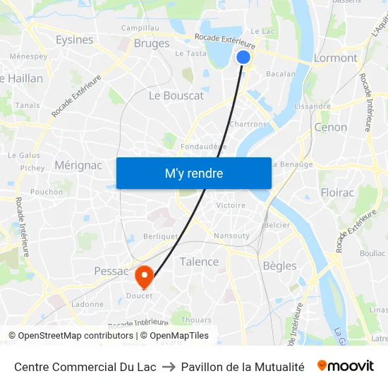 Centre Commercial Du Lac to Pavillon de la Mutualité map