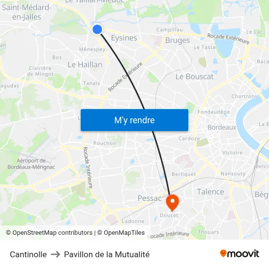Cantinolle to Pavillon de la Mutualité map