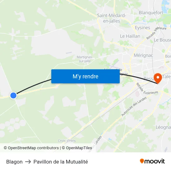Blagon to Pavillon de la Mutualité map