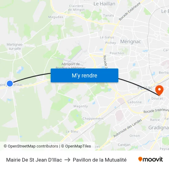 Mairie De St Jean D'Illac to Pavillon de la Mutualité map