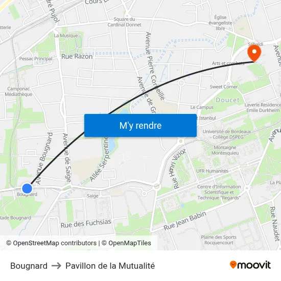 Bougnard to Pavillon de la Mutualité map