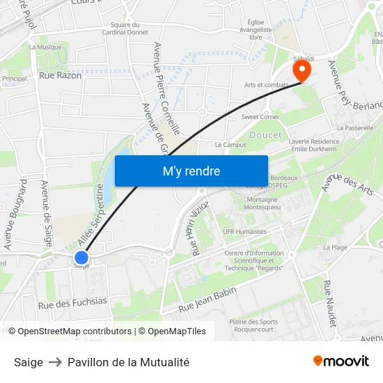 Saige to Pavillon de la Mutualité map