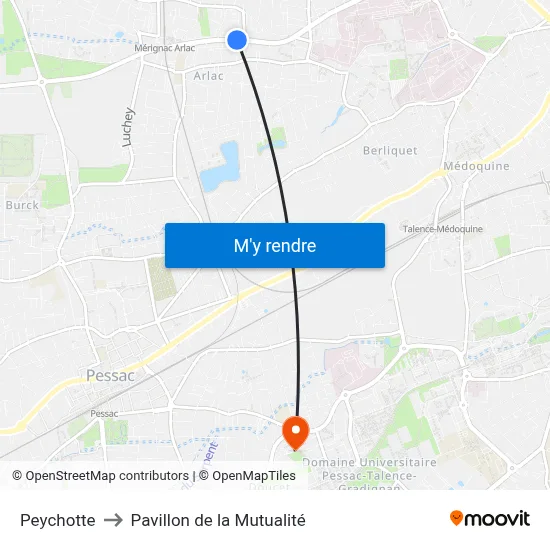 Peychotte to Pavillon de la Mutualité map