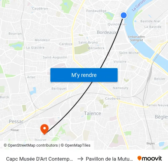 Capc Musée D'Art Contemporain to Pavillon de la Mutualité map