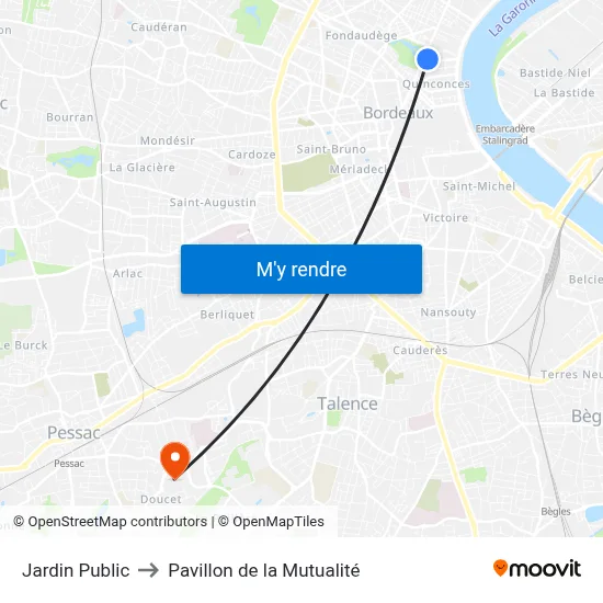 Jardin Public to Pavillon de la Mutualité map