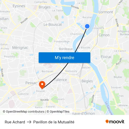 Rue Achard to Pavillon de la Mutualité map