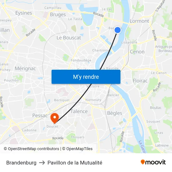 Brandenburg to Pavillon de la Mutualité map