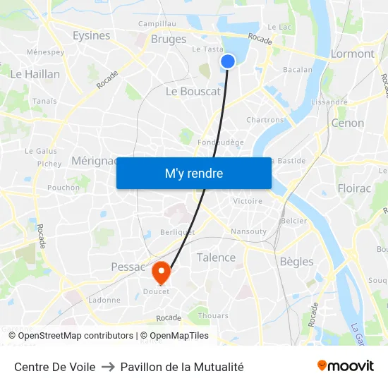 Centre De Voile to Pavillon de la Mutualité map
