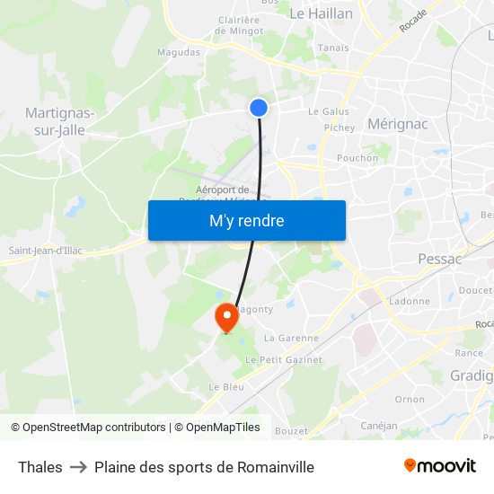 Thales to Plaine des sports de Romainville map