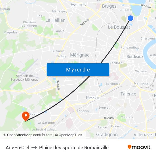 Arc-En-Ciel to Plaine des sports de Romainville map