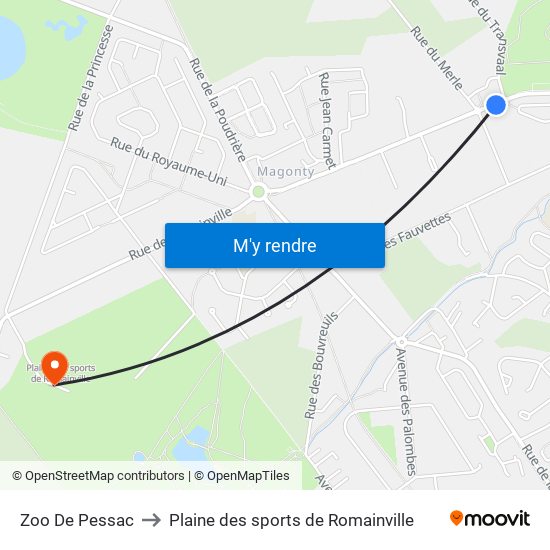 Zoo De Pessac to Plaine des sports de Romainville map