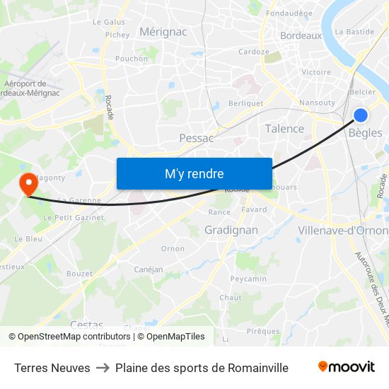 Terres Neuves to Plaine des sports de Romainville map