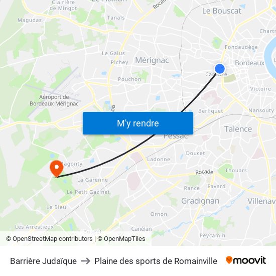 Barrière Judaïque to Plaine des sports de Romainville map