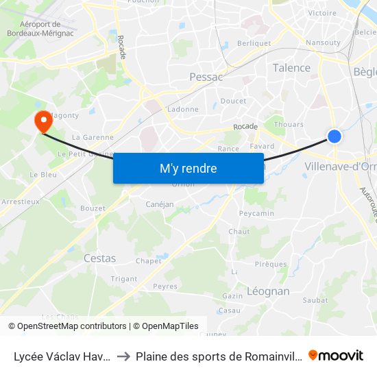 Lycée Václav Havel to Plaine des sports de Romainville map