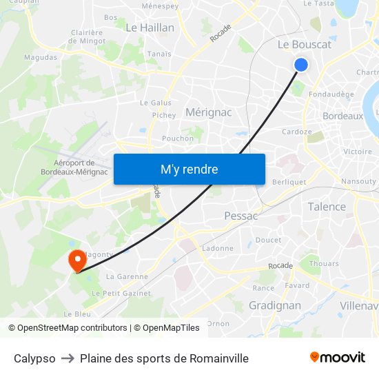 Calypso to Plaine des sports de Romainville map