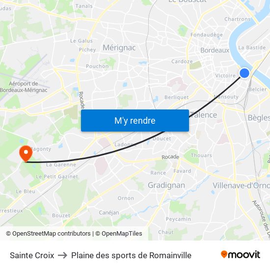Sainte Croix to Plaine des sports de Romainville map