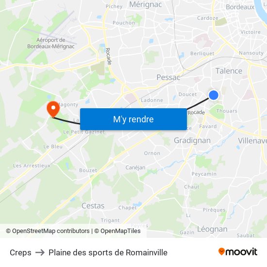 Creps to Plaine des sports de Romainville map