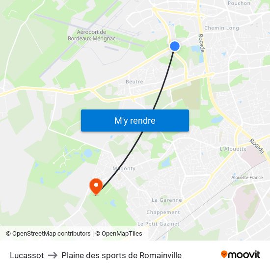 Lucassot to Plaine des sports de Romainville map