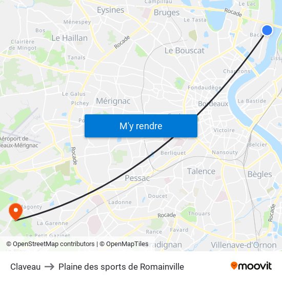 Claveau to Plaine des sports de Romainville map