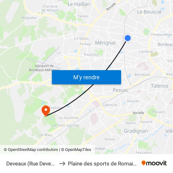 Deveaux (Rue Deveaux) to Plaine des sports de Romainville map