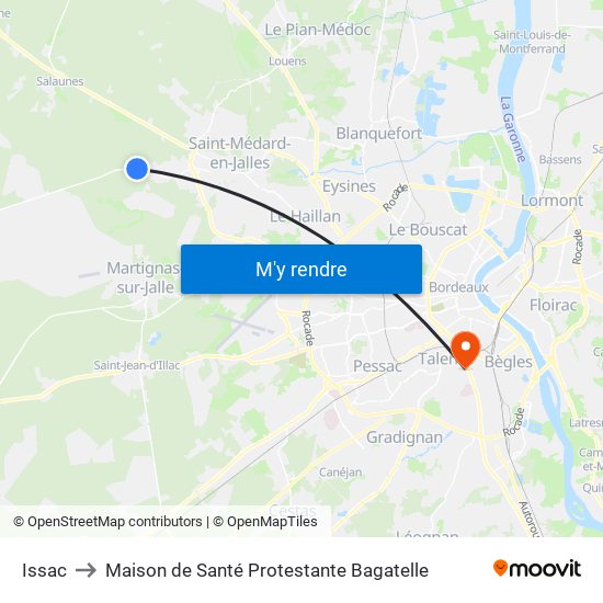 Issac to Maison de Santé Protestante Bagatelle map