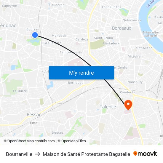 Bourranville to Maison de Santé Protestante Bagatelle map