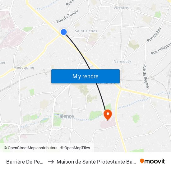 Barrière De Pessac to Maison de Santé Protestante Bagatelle map