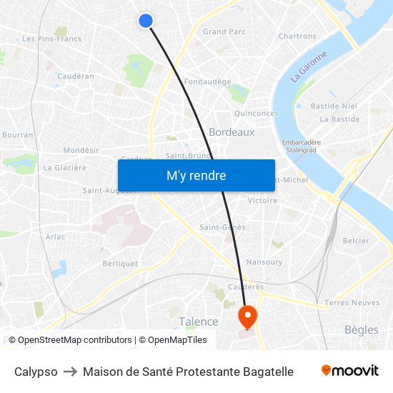 Calypso to Maison de Santé Protestante Bagatelle map