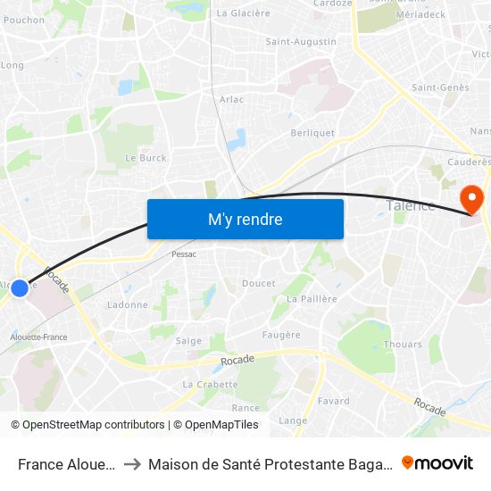 France Alouette to Maison de Santé Protestante Bagatelle map