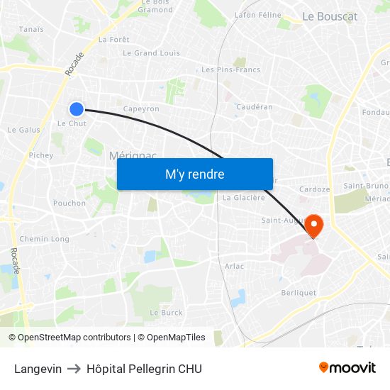 Langevin to Hôpital Pellegrin CHU map