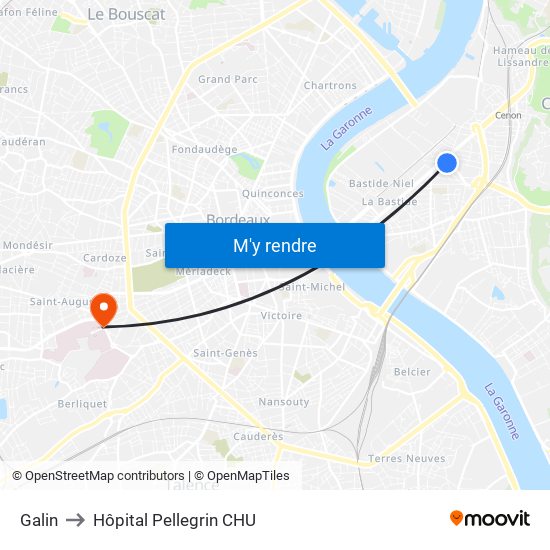 Galin to Hôpital Pellegrin CHU map