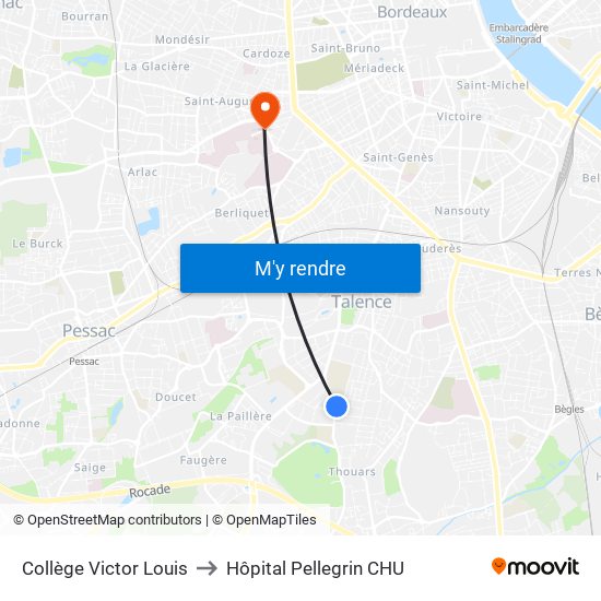 Collège Victor Louis to Hôpital Pellegrin CHU map
