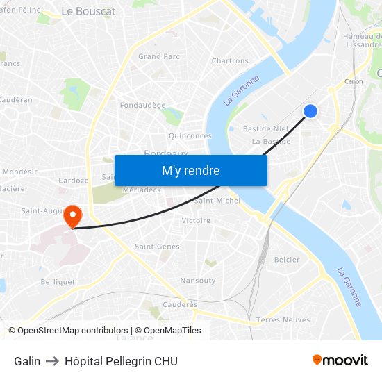 Galin to Hôpital Pellegrin CHU map