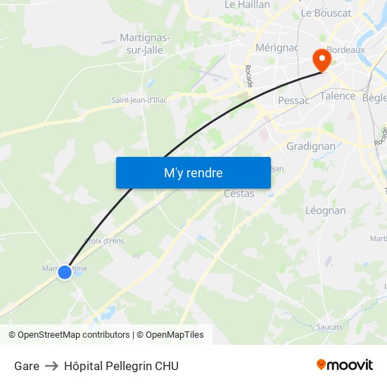 Gare to Hôpital Pellegrin CHU map
