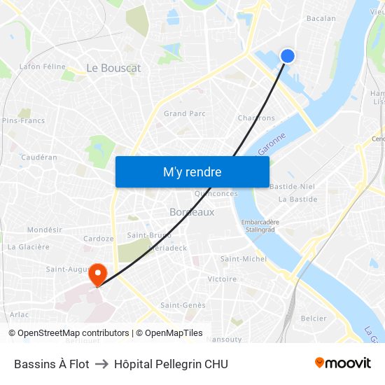 Bassins À Flot to Hôpital Pellegrin CHU map